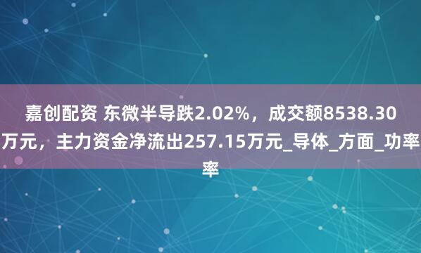 嘉创配资 东微半导跌2.02%，成交额8538.30万元，主力资金净流出257.15万元_导体_方面_功率